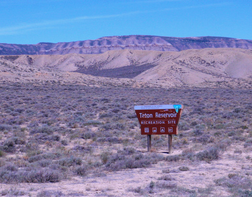 Teton Reservoir sign, near Bridger Pass Road.